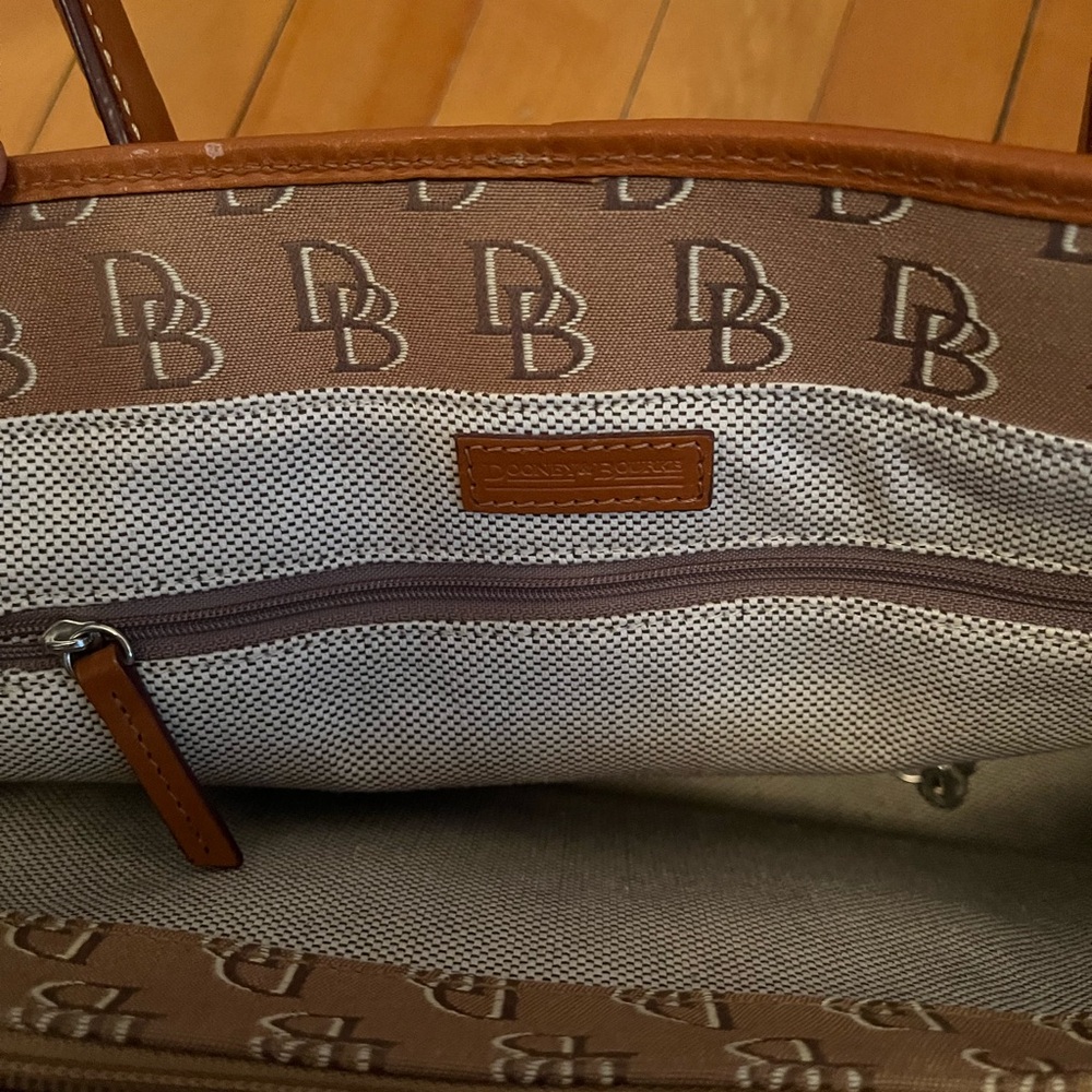 Dooney & Bourke Brown and Cream Logo Tote